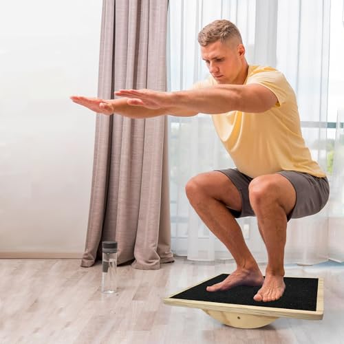 Balance Board Professional Wobble Board for Adults Anti-Slip for Physical Therapy Standing Desk Core Strength Wooden Rocker Board(350LBS) - size: Balance Board (Wooden)