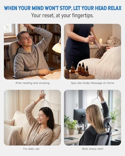 Winyoung Rechargable Head Massager Scalp Stress Relief, Electric Scalp Massager, Handheld Vibrating Head Scratchers with 20 Metal Fingers for Hair Scalp Massage Relaxation Self-Care