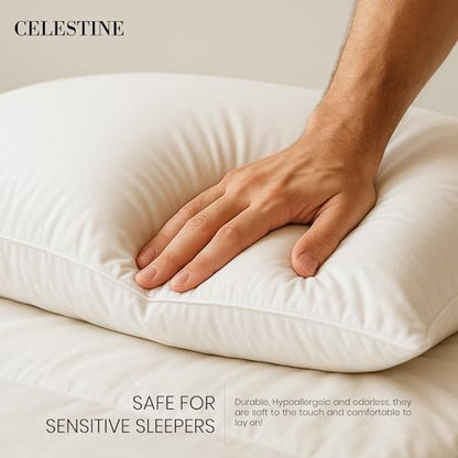 King Size Bed Pillows Set of 4 – Soft & Supportive Down Alternative Microfiber Filling, Plush White 36x20 Sleeping Pillows for Side and Back Sleepers, Breathable, Machine Washable