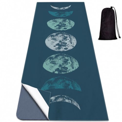 Yoga Mat Towel, Hot Yoga Non Slip with 4 Corner Pockets, 70 x 26 in - color: Moon-01, size: Small