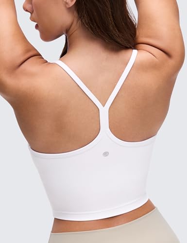CRZ YOGA Butterluxe Y Back Crop Tank Tops - color: White, size: X-Small