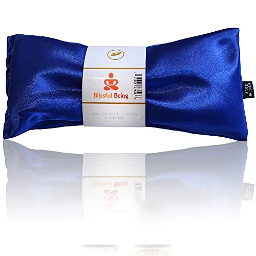 Lavender Eye Pillow - Hot or Cold Weighted Satin Eye Mask perfect for Sleeping, Yoga, Meditation - Gifts for Women, Birthday, Teachers - Natural Herbal Relaxation (Sapphire) - color: Sapphire