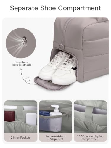 Gitus Travel Duffle Bag for Women Puffer Weekender Bags Carry on Gym Bag - color: Gray
