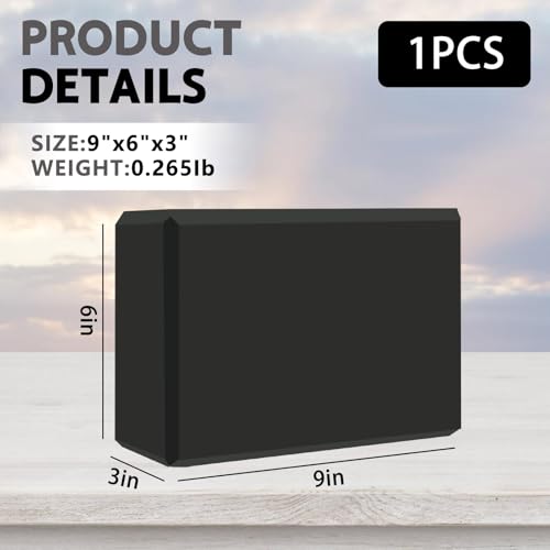 Yoga Block - Unsupported Latex Eva foam - Soft non slip surface with bevel for yoga, pilates, meditation - Yoga accessories for stability, balance and deep stretching - color: black
