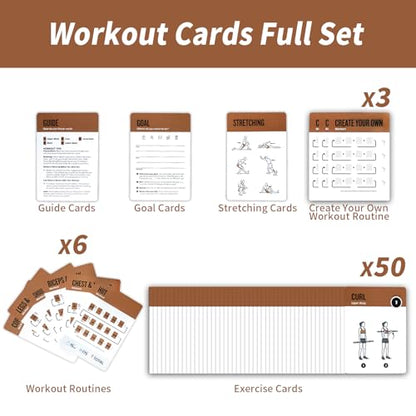 Barbell Workout Cards, 62 Exercises Cards Deck Large Size 5" x 3.5" Fitness Cards for Women & Men, Beginner Fitness Guide to Training Exercises at Home or Gym - style: Barbell