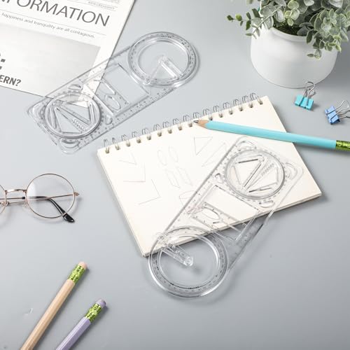 Zonon 2 Pack 360 Degree Protractor, 6 Inch Multifunctional Drawing Ruler Rotatable Mathematical Function Math Geometry Ruler Set, Large Clear Circle Protractor Drafting Tools for Engineering(Upgrade) - style: Upgrade