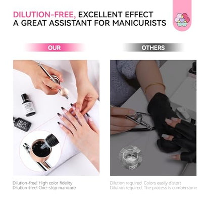 SAVILAND Hema-Free Airbrush Gel Nail Polish Black Gel Nail Polish 20ML | Dilution-free Airbrush Paint for Nails,No Clogging, Non-Acetone, High Pigmented Colors Airbrush Polish, Ombre French Nail - color: Black