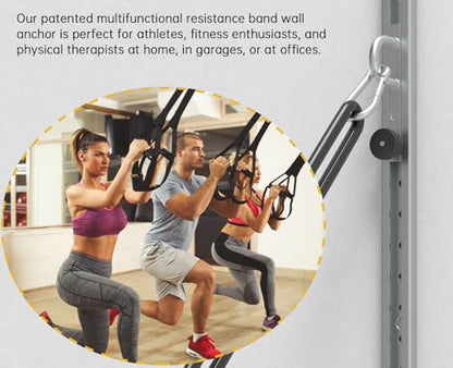 Resistance Band Wall Anchor with Automatic Locking Function, 40" Adjustable Resistance Band Wall Mount System, Multi-Functional, Home Gym Solution for Strength Training, Workout Goals | 100+ Exercises