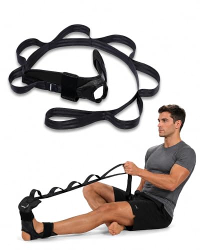 Plantar Fasciitis Stretch Strap with Foot Loop, Calf Stretcher for Achilles Tendon & Foot Pain Relief, Physical Therapy Stretching Band for Flexibility, Recovery and Rehabilitation