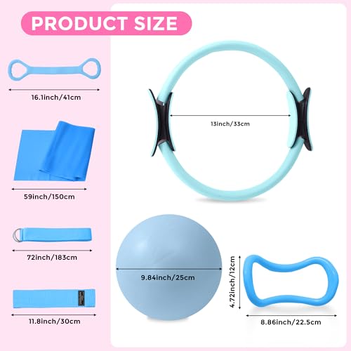 Home Pilates Kit Pilates Equipment Set for Women, Pilates Essentials Kit - color: Blue - 11 Pieces Kit
