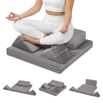 Meditation Cushion, Meditation Mat with Knee Support, Light Grey - color: Light Dark, size: 24X24X2 Inch