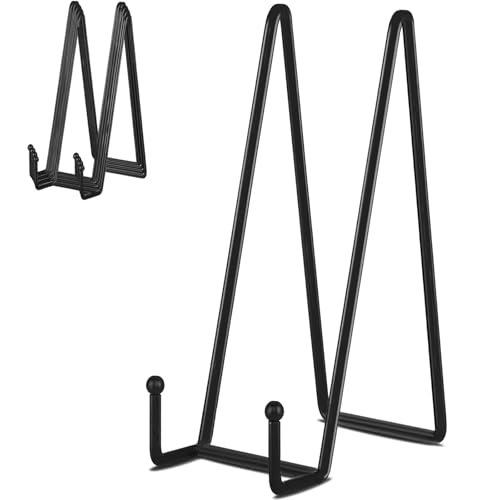 IBosins 5-Pack 12-Inch Plate Holder Display Stands Black Metal Frame Stand | Large Stand for Picture, Book, Photo, Easel, Creation, Collectibles - color: Black, size: 12 Inch
