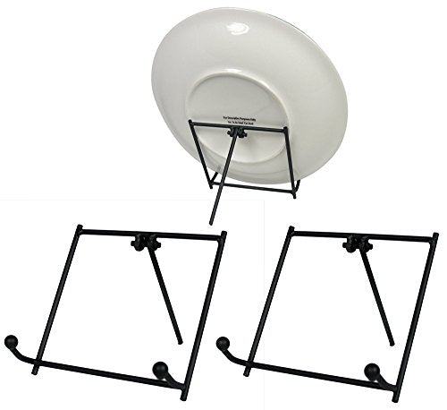 Black Metal Folding Easel Display Stands Set of 3 – Tabletop Holders for Plaques, Decorative Plates, Picture Frames, Canvas Art, Cookbooks & Tiles – Stable Wire Iron Easels, 4 Inch x 3.88 Inch - size: 4 Inch