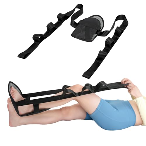 Physical Therapy Stretching Strap for Knee Pain Relief, Adjustable Flexibility Aid, Yoga Pilates Rehab Tool for Hamstring, Hip Flexor, IT Band, Includes Portable Storage Bag, 1Pc