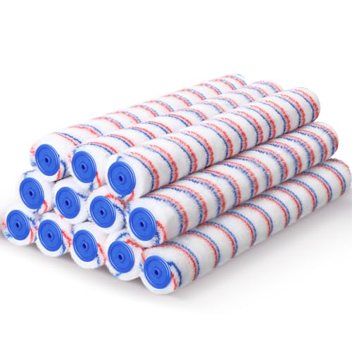 Leumoi 12 Pcs 18 Inch 1/2 Nap Paint Roller Covers Bulk Microfiber Refill Roller Cover with End Caps Painter Lint Free Paint Kit Home Repair Tools for Most Types of Surfaces - size: 18 Inch 1/2" Nap