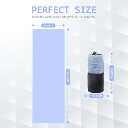 Eunzel 2 Pack Hot Yoga Towel, Non-Slip Yoga Mat Towel with Grip Dots Stickyfiber Sweat Absorbent Towel for Hot Yoga, Pilates and Workout 72" x 24", Blue/Pink - color: Blue/Pink