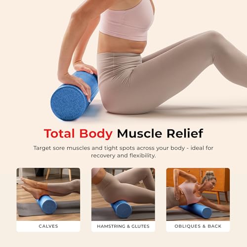 Sunny Health & Fitness 36" Blue High-Density Yoga Foam Roller | Muscle Relief, Physical Therapy, Post-Workout Recovery, Improved Flexibility, Home, Gym, Rehab Use, Full-Body Use - color: Blue, size: 36-Inch