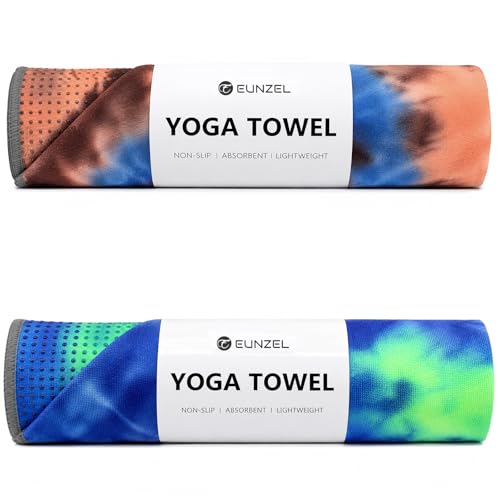 Eunzel Non Slip Hot Yoga Mat Towel with Grip Dots, 72" x 24" - color: Z-ocean & Canyon, size: 72" x 24"