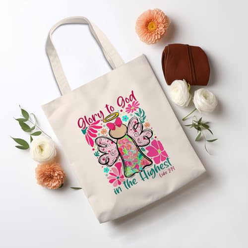 Inspirational Christian Gifts Canvas Tote Bag for Women, Christmas Friendship Birthday Religious Grocery Bags - color: Godhighest