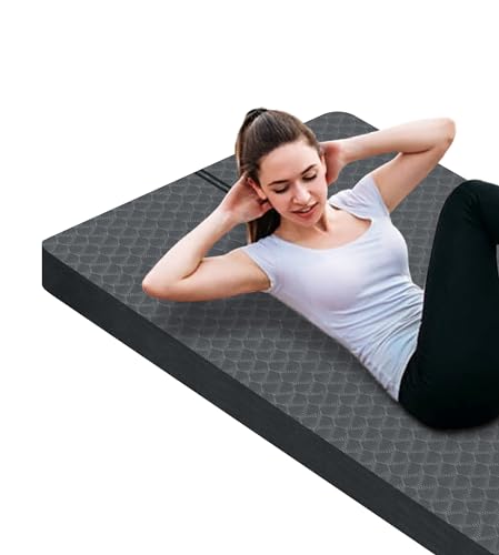 nuveti Large Exercise Mat - 15mm/20mm/30mm Thick Yoga Mat | Workout Mat for Fitness, Yoga, Pilates, Stretching & Floor Exercises for Women & Men with Free Carrying Bag - color: Grey, size: 183X80X20MM