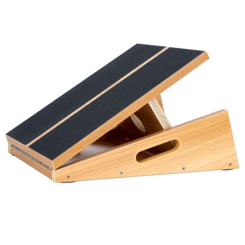 StrongTek Wooden Slant Board, Extra-Large 16 x 18 in, 5 Adjustable Angles | Standard and XL Sizes, Full or Partial Non-Slip Surfaces, Side Carry Handle, Calf and Ankle Stretching, Squats and Rehab - style: Extra-Large