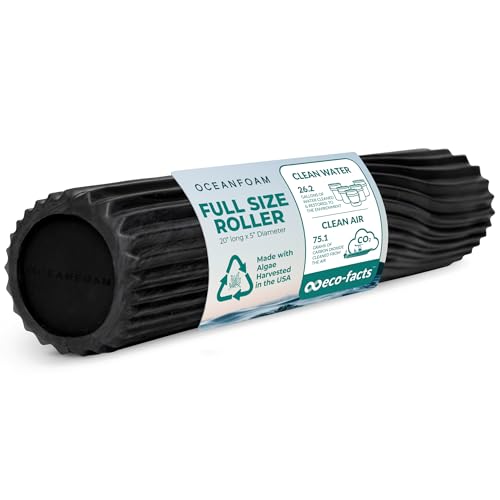 Oceanfoam Tidal Roller - Black & Charcoal Marbled - Muscle Massage Foam Roller for Back Pain & Stretching - Firm and Ergonomic Wide Wave Textured - Yoga, Athletics, & Wellness - Full Size, 20" x 5" - color: Black & Charcoal Marbled