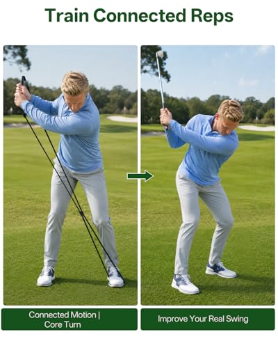 BoomBa Golf Swing Resistance Band Trainer, Golf Warm-Up and Strength Training Aid with Grip Handle, Swing Path Muscle Memory Practice Tool for Core, Wrist and Arm Exercises, Right Hand Only