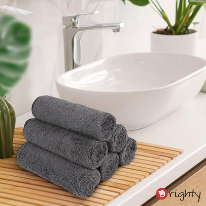 Orighty 6-Pack Grey Hand Towels, 16x28 inch Microfiber Gym Towels - color: Grey, size: Pack of 6