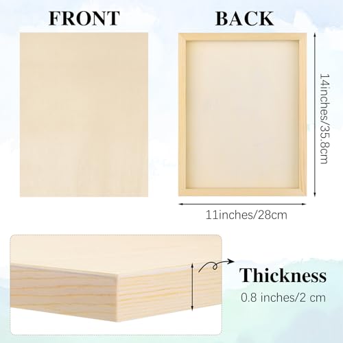 Aodaer 8 Pack Wood Panels 11 x 14 Inch Wooden Panels Canvas Unfinished Craft Wood Boards Panels for Art Crafts Acrylic and Oil Painting Pouring DIY Projects - size: 11 x 14 Inch