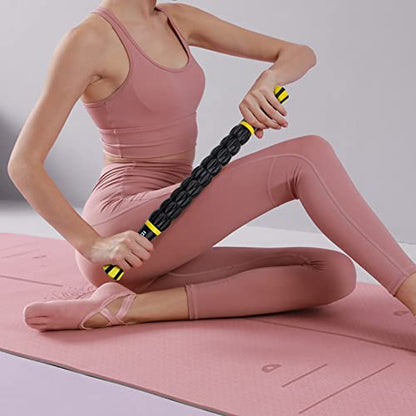 Idson Muscle Roller Stick for Athletes- Body Massage Sticks Tools-Muscle Roller Massager for Relief Muscle Soreness,Cramping and Tightness,Help Legs and Back Recovery,Black Yellow - color: Black Yellow