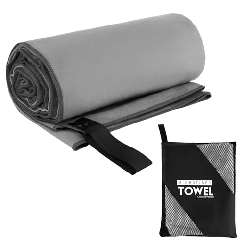 Muka Microfiber Yoga Towel Skidproof, Super Absorbent Sweat Mat Towel for Hot Yoga, Workout Hand Towels Quick-Drying - color: Grey, size: 48x24 Inch