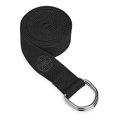 Gaiam Yoga Strap Premium Athletic Stretch Band with Adjustable Metal D-Ring Buckle Loop | Exercise & Fitness Stretching for Yoga, Pilates, Physical Therapy, Dance, Gym Workouts - color: Black, size: 8ft (Pack of 12)