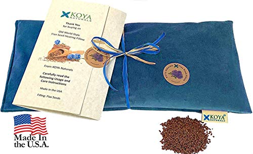 KOYA Naturals Soft Velvet Flax Seed Pillow - Microwave Heating Pad | Moist Heat Pack, For Neck, Muscle, Joint, Stomach Pain, Menstrual Cramps Relief - color: Turquoise