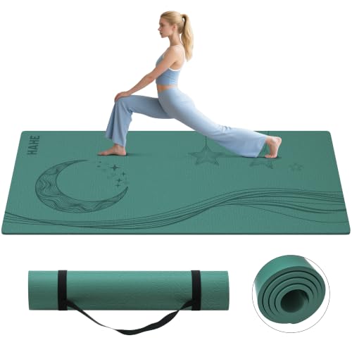 HAHE Extra Wide Yoga Mat, 72"x40"x0.4"Thick, Large Exercise Mats - color: Peacock Green