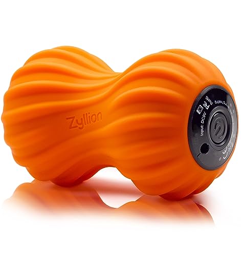 Zyllion ZMA-30 Vibrating Peanut Massage Ball Roller for Pain Relief, Orange | Cordless, Deep Tissue, Electric, Rechargeable, Body Massager, 4 Modes, Physical Therapy, Muscle Recovery, Myofascial Release - color: Orange