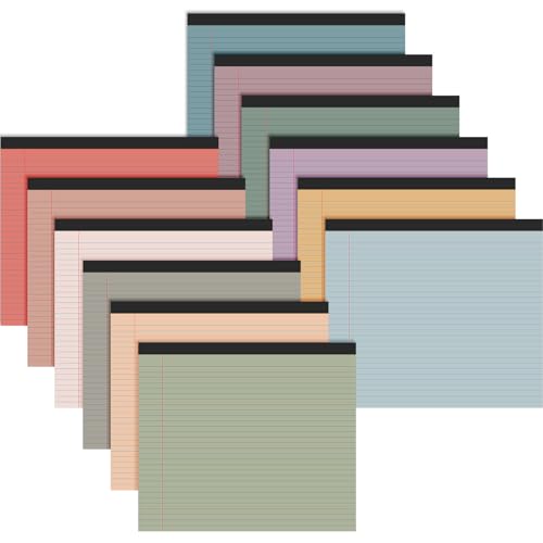 Lincia 12 Pcs Legal Pads Landscape Notebook, Vintage Color | 11" x 9.5" College Ruled Notepad,Horizontal Lined Notebook, 40 Sheet, 80 Gsm, Assorted Colors Paper, Pastel Writing Pad - color: Vintage Color