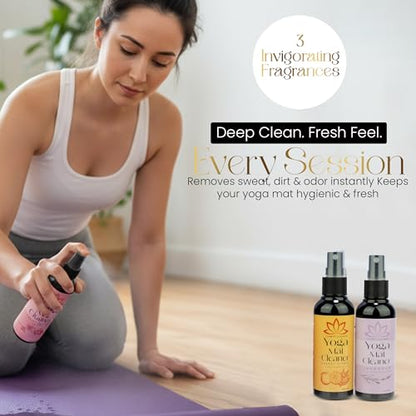 Combat Cleaner Yoga Mat Cleaner Spray Kit with Microfiber Towel, 3Pack