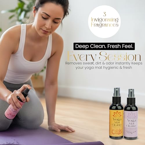Combat Cleaner Yoga Mat Cleaner Spray Kit with Microfiber Towel, 3Pack