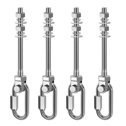 Dolibest Heavy Duty Swing Hanger, 304 Stainless Steel Swing Bolts w/Quick-Connect Carabiner, Swing Hook w/Dual-Screw Locking for Hammock, Yoga Swing, Porch Swing for Wood/Metal Beam-(M10X5'')-1500LB - color: M10X5''-4PCS