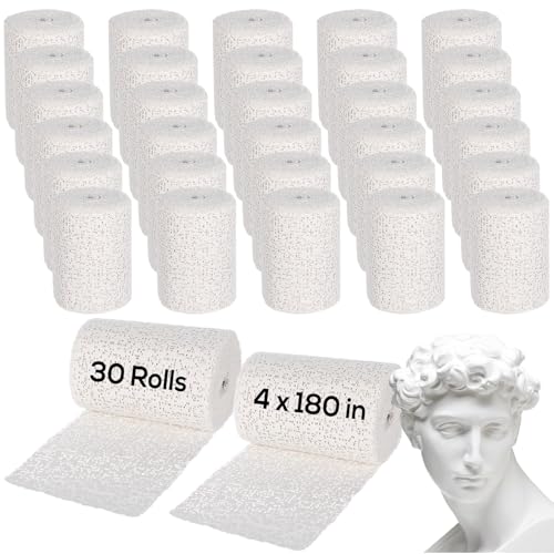 30 Rolls Plaster Bandages for Art, 4 x 180 in Gauze Plaster Rolls Bulk Craft Supplies, Easy Shaping and Fast Drying in Art Projects