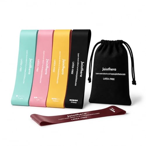 Latex Free Mini Loop Resistance Bands - Set of 5 + Carrying Bag