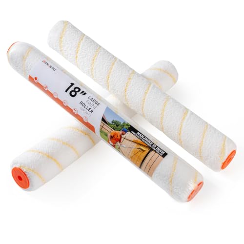 18 Inch Microfiber Paint Roller Covers, 3 Pack, 3/8" Nap | Thick Microfiber Sleeves 18 Inch, Wide Large Rollers, Practical Painting Supplies for Big Wall Painting Jobs - size: 18 Inch,3 Pack