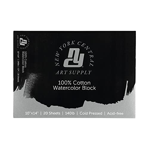 New York Central Watercolor Block, 140lb/300gsm Cold Press 10x14, 20 Sheets, Archival Watercolor Paper for Artists, Students, Durable Water Color Paper, Wet and Dry Media, Case Pack of 10 - size: 10x14" - 10 Pack