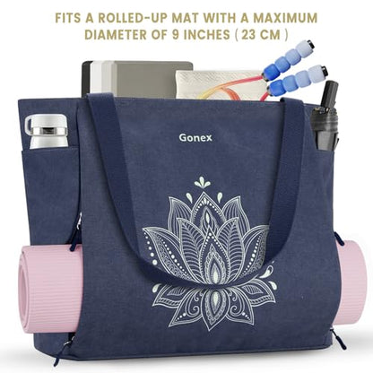 Gonex Yoga Mat Bag with Zipper Mat Carrier Canvas Gym Tote - color: Blue, size: X-Large(19.5×7×17inch)