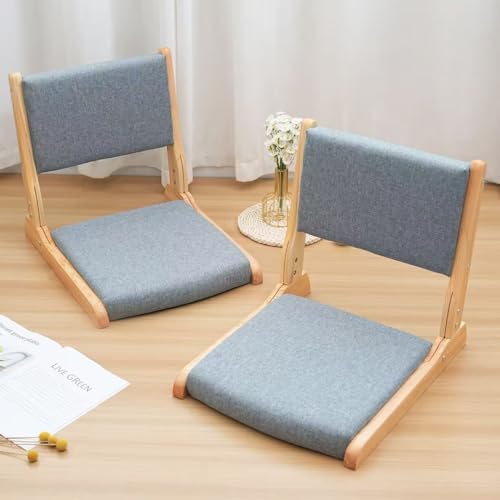 Japanese Floor Chair with Back Support, Foldable Meditation Chair, Legless Tatami Chair with Cushion, Floor Seat for Living Room, Bedroom, Bay Window (2, Dark Gray) - color: Dark Gray