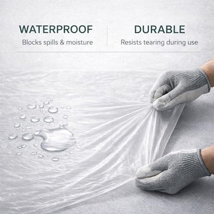 Plastic Drop Cloths for Painting 12 x 9 ft [6 Pack] – Waterproof Paint Drop Cloth, Plastic Sheets Floor Cover, Disposable Tarp for Furniture Protection, Remodeling and Moving - size: 6 Pack - 9x12