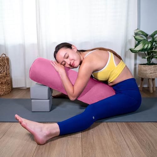 Pranayama Yoga Bolster Meditation Pillow - color: Pink, size: Cylindrical 26" x 8"