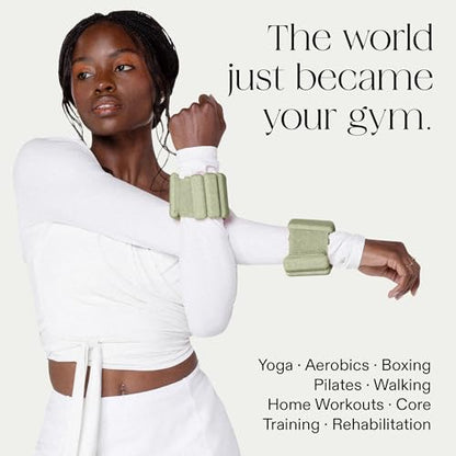 Bala Bangles Wrist & Ankle Weights for Women & Men, Home Gym Equipment - color: Sage, size: 1 LB