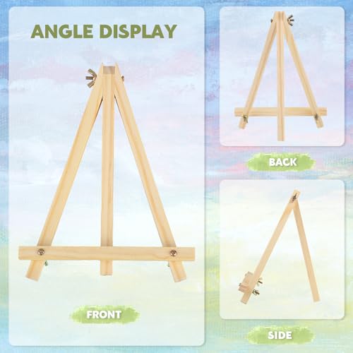 16 Pack 9 Inch Easel for Painting, Wooden Easel Stand Canvas Stand | Smooth Wood, Folds Flat for Storage, for Canvases, Photos, Signs, Weddings, Classrooms, Home Décor