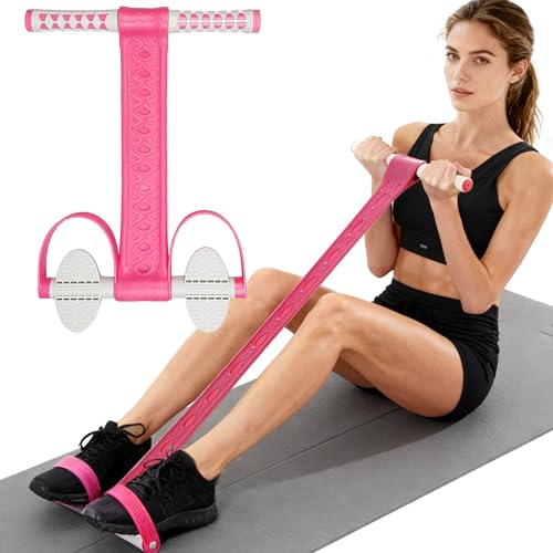 DEFUNX Foot Pedal Resistance Band with Handle Multifunction Tension Rope for Women Exercise Fitness Workout Stirrup Puller - color: Pink